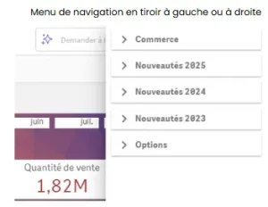 Qlik cloud nouveauté mai 2025 Menu de navigation